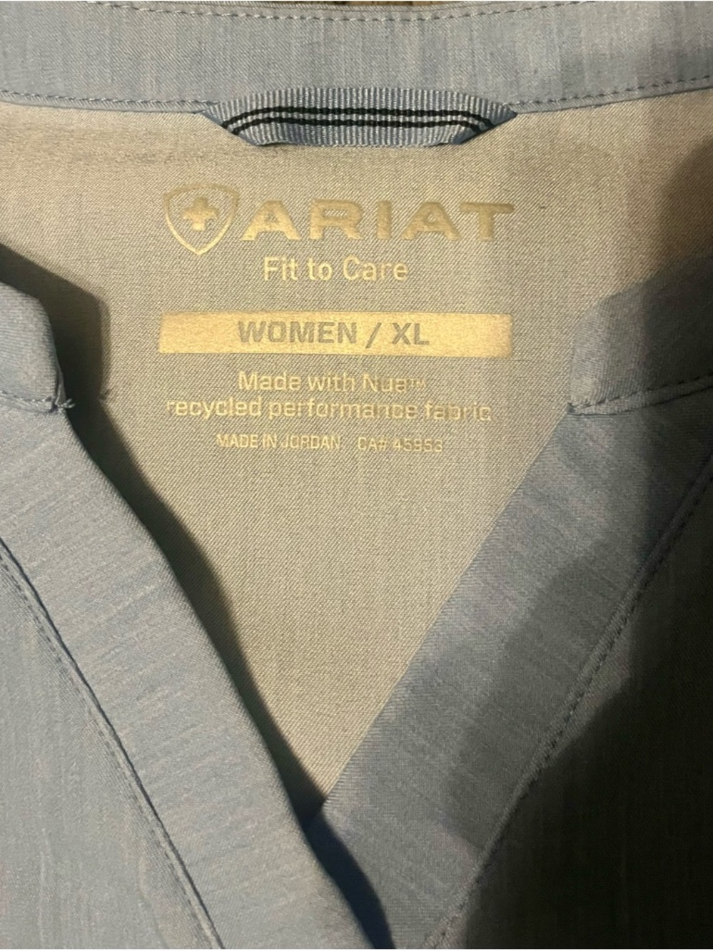 Ariat Women's Scrub Set V-Neck Top - Light Blue and matching pants XL